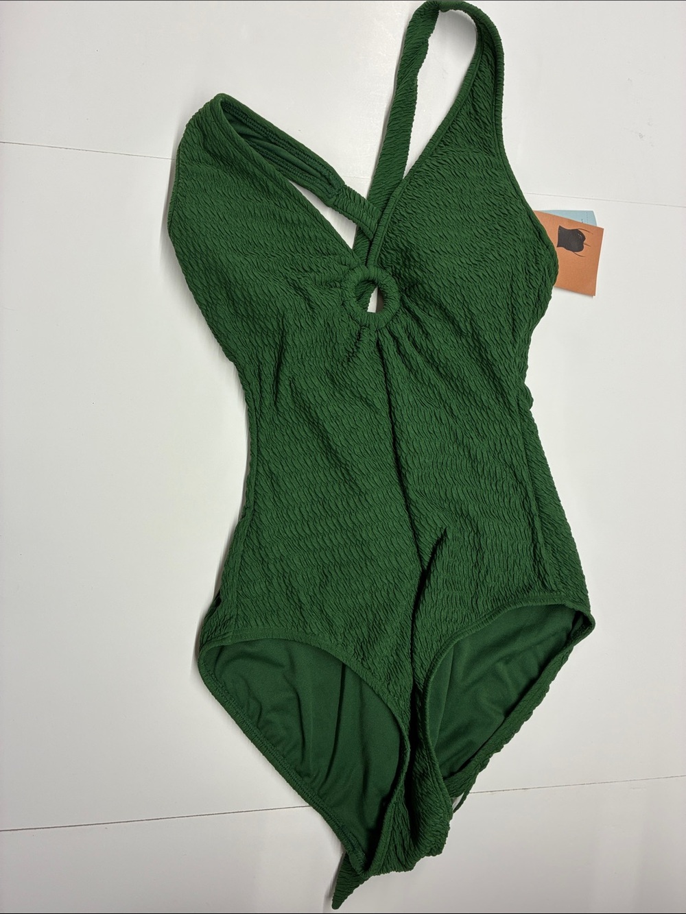 NEW Shade & Shore Green Textured One-Piece Swimsuit Size Large